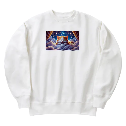 夢見る雲の上の小さな猫 Heavyweight Crew Neck Sweatshirt