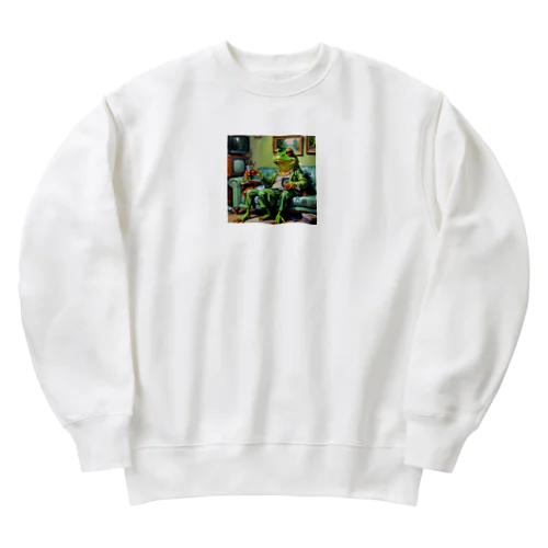 ジョークを言っているカエル Heavyweight Crew Neck Sweatshirt