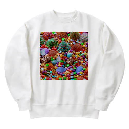 誘惑に負けるな(お菓子の山) Heavyweight Crew Neck Sweatshirt