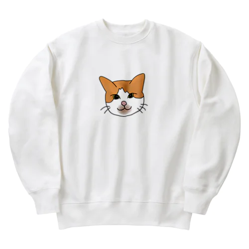 茶白猫の手描きイラスト Heavyweight Crew Neck Sweatshirt