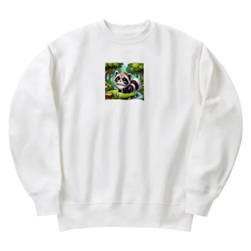 かわいい　たぬき Heavyweight Crew Neck Sweatshirt