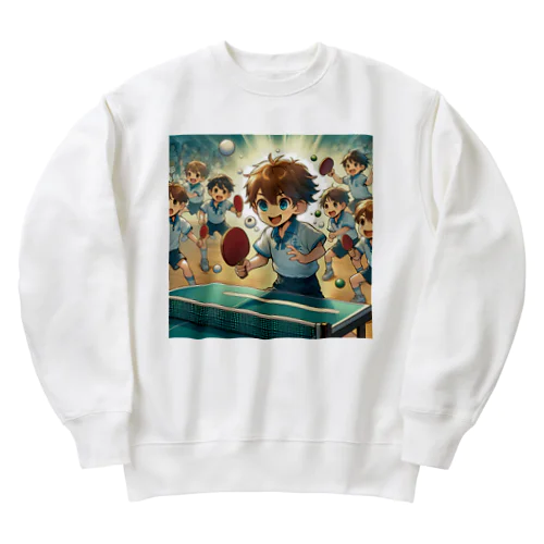 男の子　中学1年生　卓球部 Heavyweight Crew Neck Sweatshirt