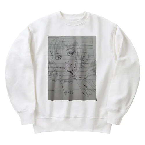 手書き 女の子 Heavyweight Crew Neck Sweatshirt