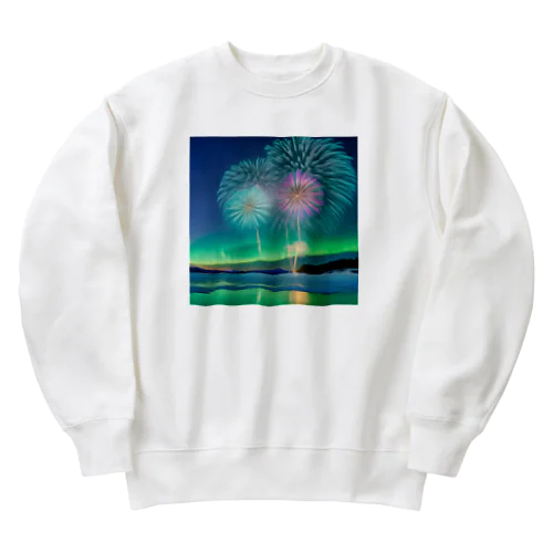 オーロラと花火の競演 Heavyweight Crew Neck Sweatshirt