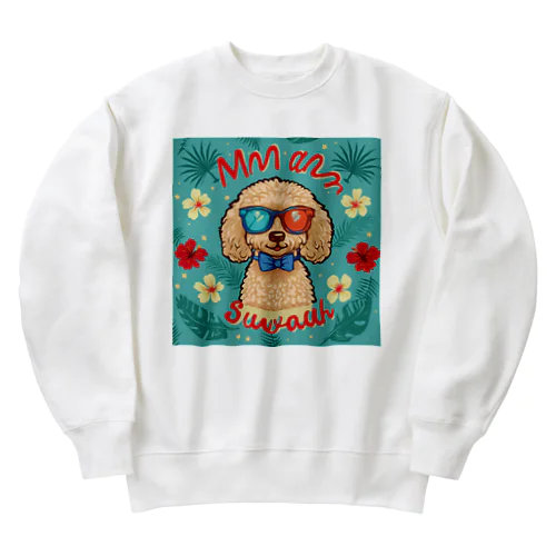 トイプードルのトロピカルバケーション Heavyweight Crew Neck Sweatshirt