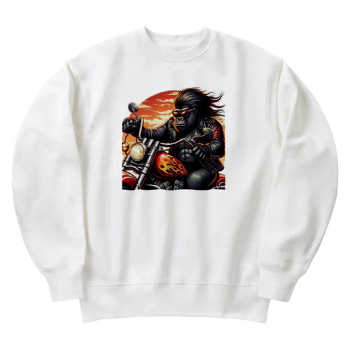 夕日に輝くゴリラ Heavyweight Crew Neck Sweatshirt