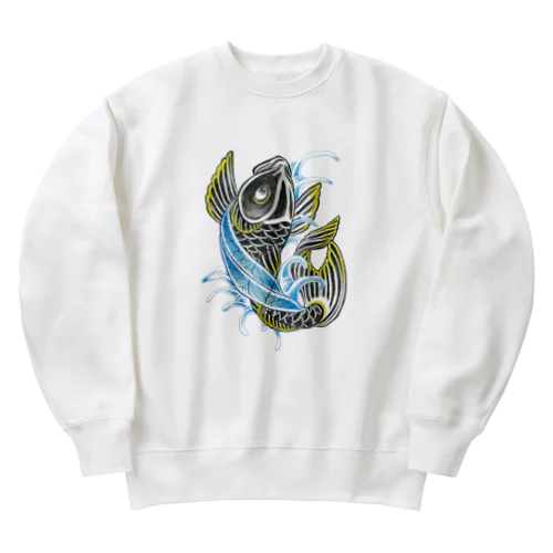 風と共に泳ぐ鯉の美しさ Heavyweight Crew Neck Sweatshirt