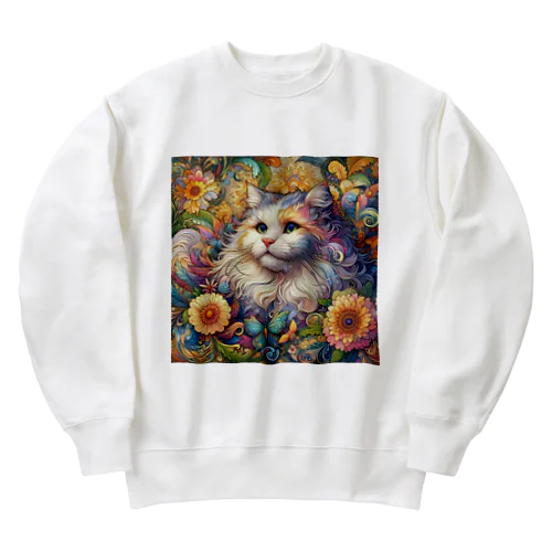 サイケデリックにゃんこ Heavyweight Crew Neck Sweatshirt