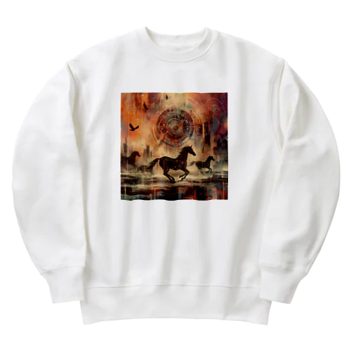 アート馬 Heavyweight Crew Neck Sweatshirt