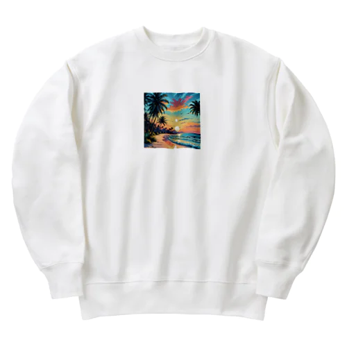 南国ビーチの夕暮れ Heavyweight Crew Neck Sweatshirt