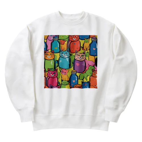 ポップな猫 Heavyweight Crew Neck Sweatshirt