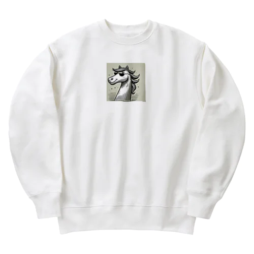 カッコいい馬が、まるでスタイリッシュなロッカーのようにサングラスを着用！ Heavyweight Crew Neck Sweatshirt