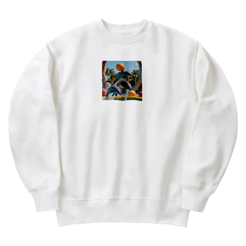 ジャンプするイルカのトリオ Heavyweight Crew Neck Sweatshirt