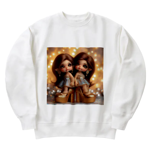 双子の可愛い女の子💍 Heavyweight Crew Neck Sweatshirt