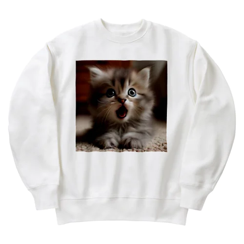 ビックリした子猫 Heavyweight Crew Neck Sweatshirt