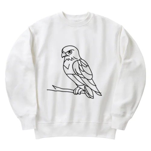 木にとまってる鷹 Heavyweight Crew Neck Sweatshirt