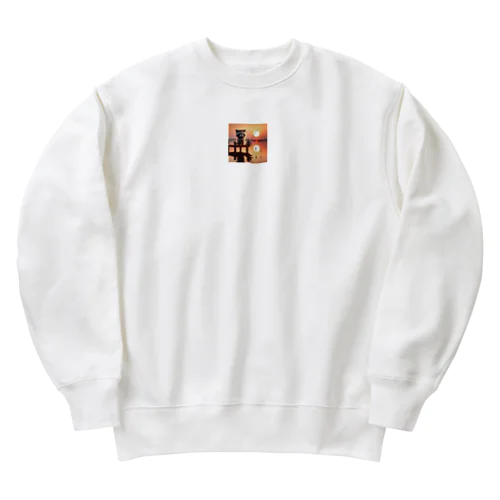 可愛いアライグマの魚釣り Heavyweight Crew Neck Sweatshirt