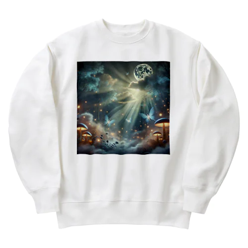 光舞う月夜の森 Heavyweight Crew Neck Sweatshirt