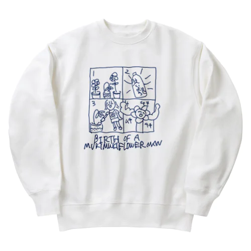 ムキムキフラワーマン誕生の物語 ラフ絵 Heavyweight Crew Neck Sweatshirt