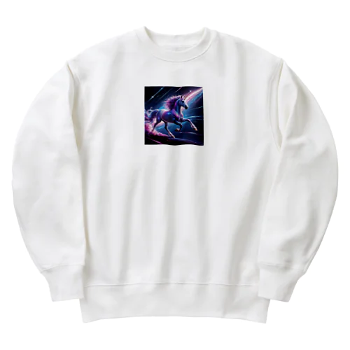 宇宙と世界中と平和を守るユニコーン Heavyweight Crew Neck Sweatshirt