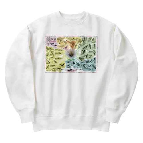 系統樹マンダラ【鳥類＝恐竜編】 Heavyweight Crew Neck Sweatshirt