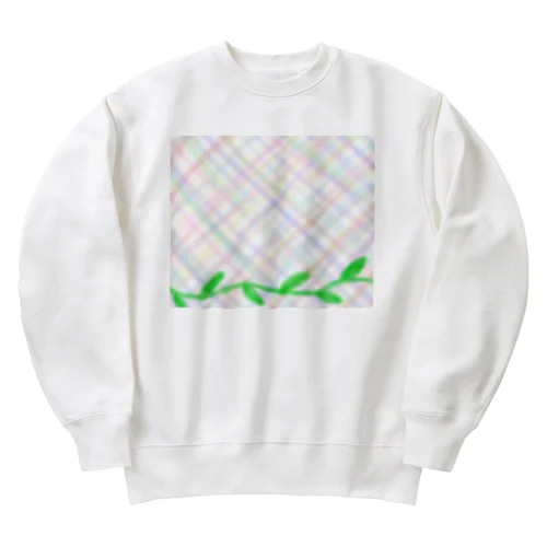 ほんわか優しいクロス模様Ⅱと葉っぱ Heavyweight Crew Neck Sweatshirt