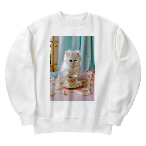 ティータイムキャット Heavyweight Crew Neck Sweatshirt