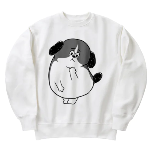 もじゃまる心配　白黒 Heavyweight Crew Neck Sweatshirt