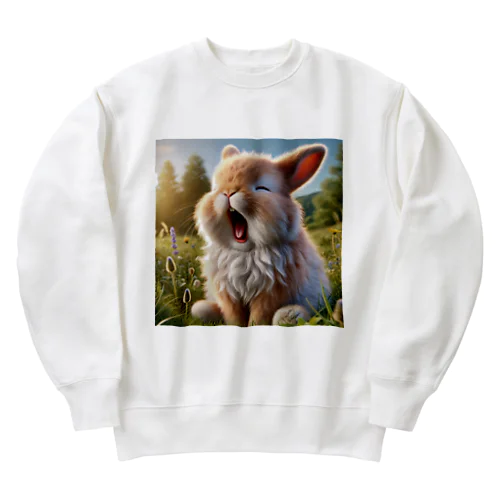 もふもふウサギ あくびグッズ」 Heavyweight Crew Neck Sweatshirt