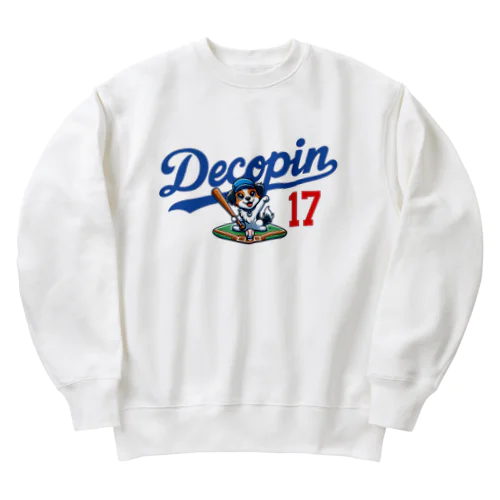 野球ユニフォーム風 背番号17デコピン選手 Heavyweight Crew Neck Sweatshirt