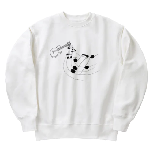 奏でるギター 線画 Heavyweight Crew Neck Sweatshirt