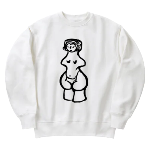 前面(片面)プリント　縄文のビーナスさん　土偶シリーズ Heavyweight Crew Neck Sweatshirt