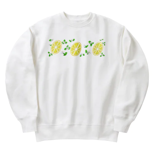 スライスレモンとレモンの花 Heavyweight Crew Neck Sweatshirt