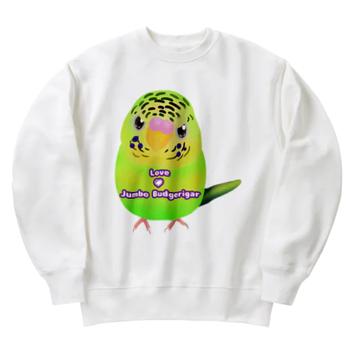 うるうる黄緑ジャンボ ロゴ入り① Heavyweight Crew Neck Sweatshirt