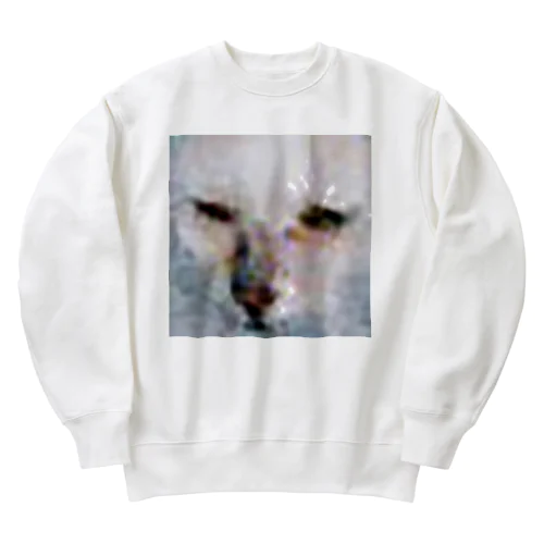 画質の粗い猫の顔/Low resolution cat Heavyweight Crew Neck Sweatshirt