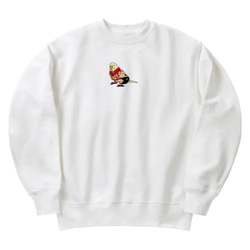 ごきげん着物セキセイインコ【まめるりはことり】 Heavyweight Crew Neck Sweatshirt