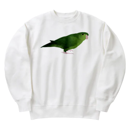 サザナミインコ　グリーン【まめるりはことり】 Heavyweight Crew Neck Sweatshirt