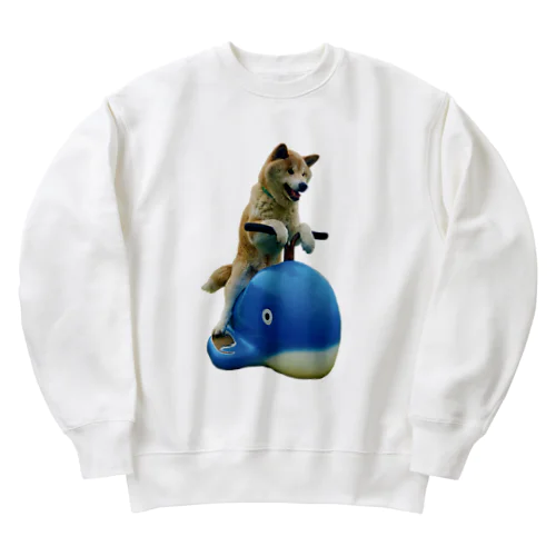 クジラに乗った太郎【柴犬】 Heavyweight Crew Neck Sweatshirt