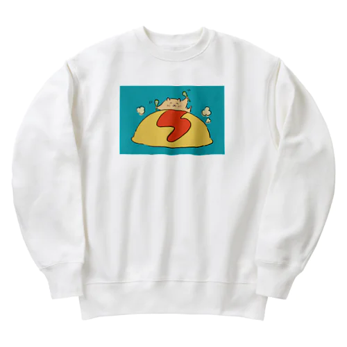 オムライスにうきうきしてマラカスをふるハム Heavyweight Crew Neck Sweatshirt