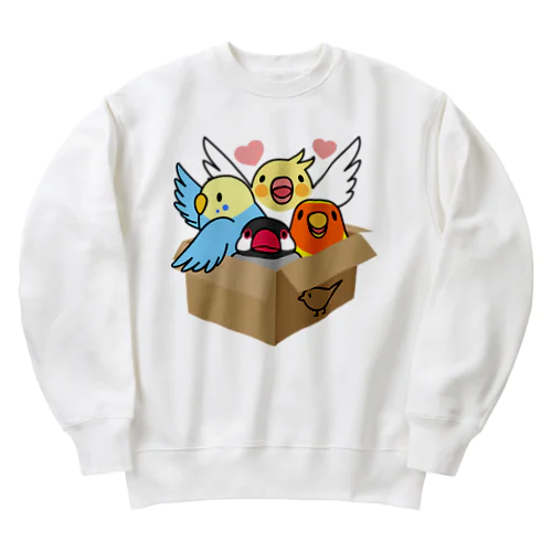 拾ってくださいインコ【まめるりはことり】 Heavyweight Crew Neck Sweatshirt