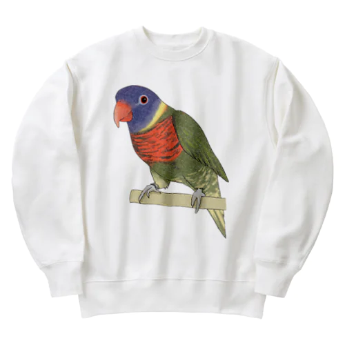 色合いが綺麗なゴシキセイガイインコちゃん【まめるりはことり】 Heavyweight Crew Neck Sweatshirt