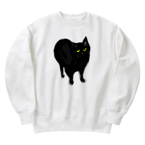 目付きは悪いけど可愛い猫 Heavyweight Crew Neck Sweatshirt