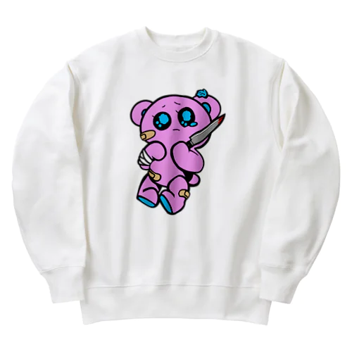 🐻「もうむりちぬ。」　ぴんく！ Heavyweight Crew Neck Sweatshirt