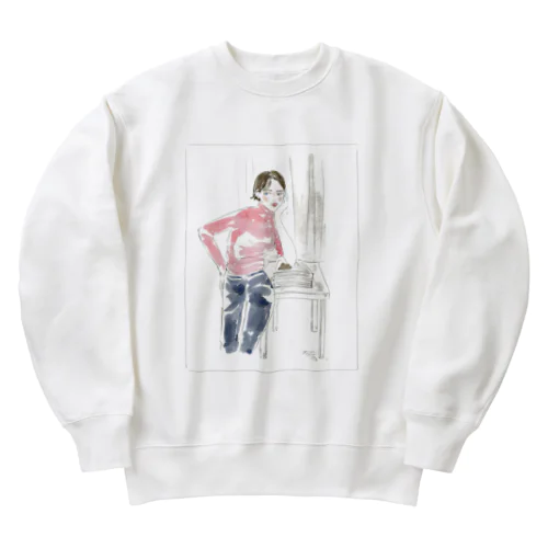 Pink Knit woman Heavyweight Crew Neck Sweatshirt