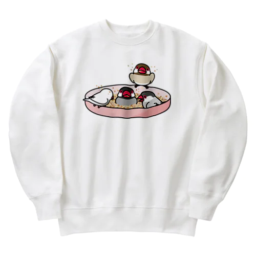 いつでもなかよし文鳥【まめるりはことり】 Heavyweight Crew Neck Sweatshirt