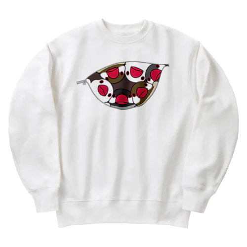 三密です！むちむち文鳥さん【まめるりはことり】 Heavyweight Crew Neck Sweatshirt