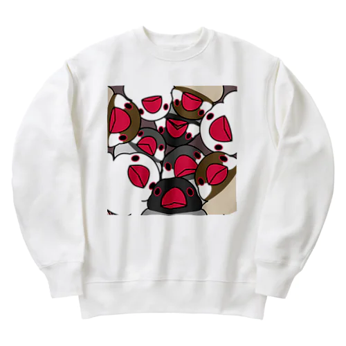 みっちりむっちり過密文鳥さん【まめるりはことり】 Heavyweight Crew Neck Sweatshirt