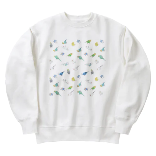 たっぷりセキセイインコちゃん【まめるりはことり】 Heavyweight Crew Neck Sweatshirt