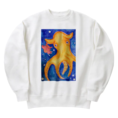 水族館シリーズ。メンダコの親子。 Heavyweight Crew Neck Sweatshirt