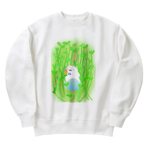 豆苗まみれのセキセイちゃん Heavyweight Crew Neck Sweatshirt